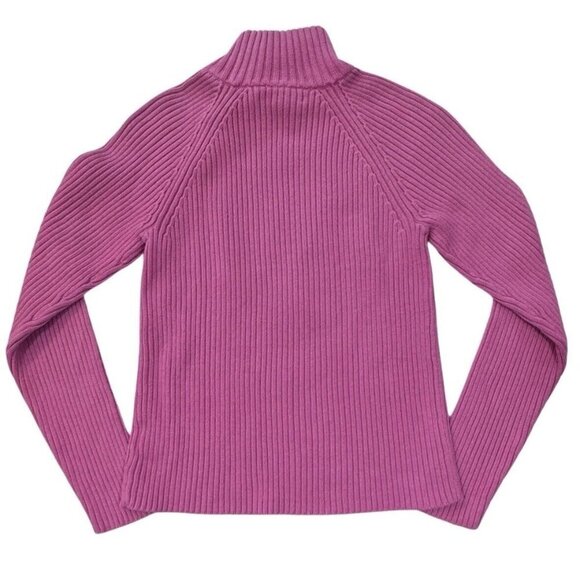 LAUREN RALPH LAUREN Pink Ribbed Turtleneck Sweater Women Medium Gold‎ Buttons - Picture 5 of 15